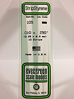 Evergreen Scale Models 109 Opaque White Polystyrene Strips 14in .010x.250 (10pcs pkg)