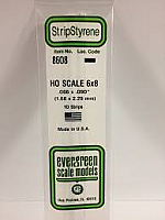 Evergreen Scale Models 8608 - Opaque White Polystyrene HO Scale Strips (6x8) .066In x .090In x 14In (10 pcs pkg) 