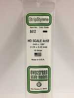 Evergreen Scale Models 8412 - Opaque White Polystyrene HO Scale Strips (4x12) .043In x .135In x 14In (10 pcs pkg)