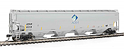 WalthersProto 105839 HO Scale - RTR 67Ft Trinity 6351 4-Bay Covered Hopper - Archer-Daniels-Midland #63224 (gray, Leaf Logo, Yellow Conspicuity Stripes)