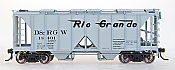 Intermountain 48602-08 HO 1958 Cu Ft 2 Bay Covered  Hopper- Open Sides- D&RGW #18409