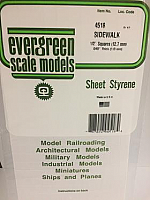 Evergreen Scale Models 4518 - 1/2in x 1/2in Opaque White Polystyrene Sidewalk (1 Sheet)