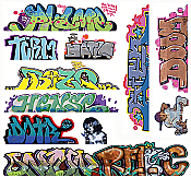 Blair Line 1259 - N Scale Modern Tagger Graffiti Decals - Set #10 (11pcs)