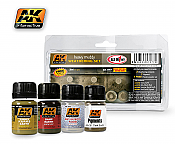 AK Interactive 77 Heavy Muddy Set  - 4 Bottles - 35ml each  plus 1 Plaster Powder Set
