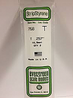 Evergreen Scale Models 768 - Opaque White Polystyrene T Shape .257In x 14In (2 pcs pkg)