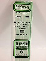 Evergreen Scale Models 8102 - Opaque White Polystyrene HO Scale Strips (1x2) .011In x .022In x 14In (10 pcs pkg)