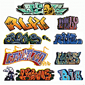 Blair Line 1245 - N Scale Modern Tagger Graffiti Decals - Set #2 (9pcs)