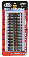 Atlas Model Railroad 521 HO Code 83 Snap Track - 6 Inches Straight - 4 pcs in blister package