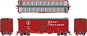 Rapido 155008-6 - HO 40Ft Boxcar w/ Late Improved Dreadnaught Ends - Great Northern (Chinese Red) #5307