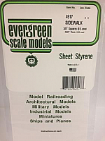Evergreen Scale Models 4517 - 3/8in x 3/8in Opaque White Polystyrene Sidewalk (1 Sheet)