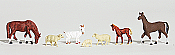 Woodland Scenics 1844 - HO Scenic Accent - Livestock (1 Goat, 2 Horses, 1 Colt, 2 Sheep, 1 Lamb)