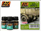 AK Interactive 61  Mud Effects Enamel Paint Set (16, 17, 23)