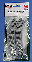 Kato Unitrack 20172 - N Scale Curved Track - 7 inch, 45-Degree Curve (4pk)