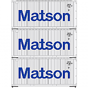 Athearn 28854 HO RTR 20Ft Corrugated Container Matson 3 Pack 