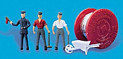Peco 5078 HO Scale - Cable Laying Party - 3 Workers, Cable Spool, Wheelbarrow