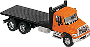 Walthers SceneMaster HO 11651 International 7600 Flatbed Truck Orange Cab w/ Black Flatbed