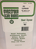 Evergreen Scale Models 4051 .050in Opaque White Polystyrene Clapboard Siding (1sheet)
