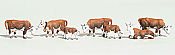 Woodland Scenics 1843 HO Scenic Accents Animal Figures Hereford Cows - pkg of 6