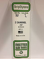 Evergreen Scale Models 757 - Opaque White Polystyrene Z Channel .250In x 14In (2 pcs pkg)