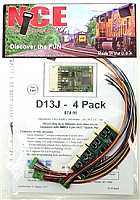 NCE 175 HO D13J Decoder - 1.2 Amp  - with NMRA 9 pin DCC Quick Plug and Harness   - 4 Pack