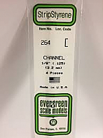 Evergreen Scale Models 264 - Opaque White Polystyrene Channel .125In x 14In (4 pcs pkg)