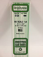 Evergreen Scale Models 8104 - Opaque White Polystyrene HO Scale Strips (1x4) .011In x .043In x 14In (10 pcs pkg)