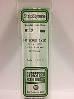Evergreen Scale Models 8112 - Opaque White Polystyrene HO Scale Strips (1x12) .011In x .135In x 14In (10 pcs pkg)