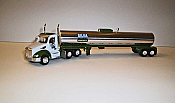 Trucks n Stuff TNS065 HO Peterbilt 579 Day-Cab Tractor with Food-Grade Trailer - Assembled -- Silva Trucking (white, green, chrome)