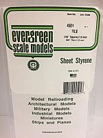 Evergreen Scale Models 4501 - 1/16in x 1/16in Opaque White Polystyrene Square Tile (1sheet)