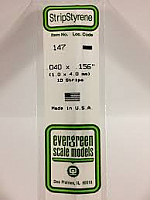 Evergreen Scale Models 147 Opaque White Polystyrene Strips 14in .04x.156 (10pcs pkg)