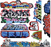 Blair Line 2263 HO Scale - Mega Set Modern Tagger Graffiti Decals - Set #14 pkg(10)