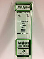 Evergreen Scale Models 751 - Opaque White Polystyrene Z Channel .060In x 14In (4 pcs pkg)