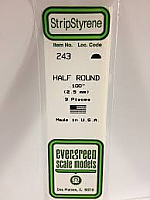 Evergreen Scale Models 243 - Opaque White Polystyrene Half Round .10In x 14In (3 pcs pkg)