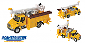 Walthers SceneMaster 11732 - HO International 4300 Utility Truck w/Drill - Assembled - Yellow
