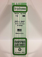 Evergreen Scale Models 112 Opaque White Polystyrene Strips 14in .015x.040 (10pcs pkg)