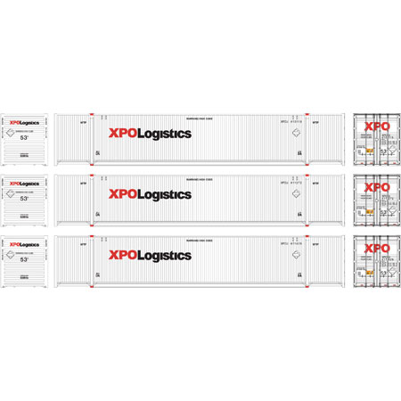 Athearn 72588 HO Scale 53 Ft CIMC Container XPO Logistics #2 (3pk) 