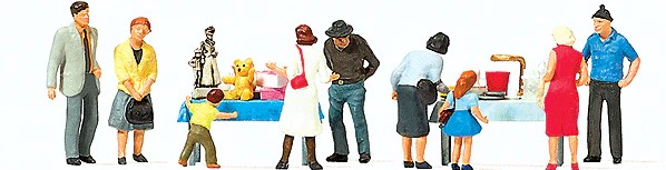 Preiser 10595 - HO People at Flea Market w/2 Tables of Merchandise (11)
