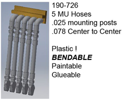 Cal Scale 726 - HO 5 Line MU Hose - Plastic (4pk)