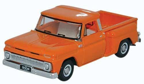 Oxford Diecast 87CP65002 - HO 1965 Chevrolet Stepside Pickup - Assembled -- Orange