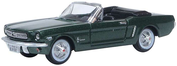 Oxford Diecast 87MU65006 - HO 1965 Ford Mustang Convertible  - Assembled - Top Down (ivy green)