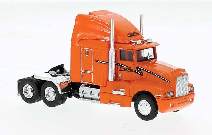 Brekina 85931 - 1984 Kenworth T600 Sleeper-Cab Tractor Only - Assembled -- Schneider National (or...