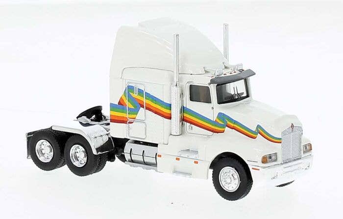 Brekina 85932 - HO 1984 Kenworth T600 Sleeper-Cab Tractor Only - Assembled -- White, Rainbow