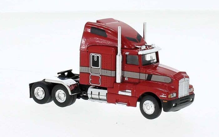 Brekina 85928 - HO 1984 Kenworth T600 Sleeper-Cab Tractor Only - Assembled -- Red, Brown