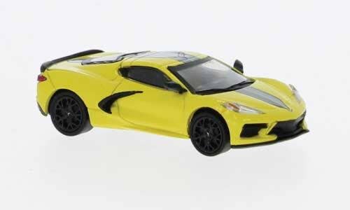 Brekina PCX870672 - HO 2020 Chevrolet Corvette (C8) Stingray - Assembled -- Yellow, Black