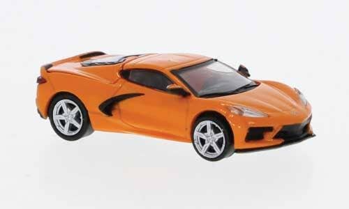 Brekina PCX870673 - HO 2020 Chevrolet Corvette (C8) Stingray - Assembled -- Orange, Black