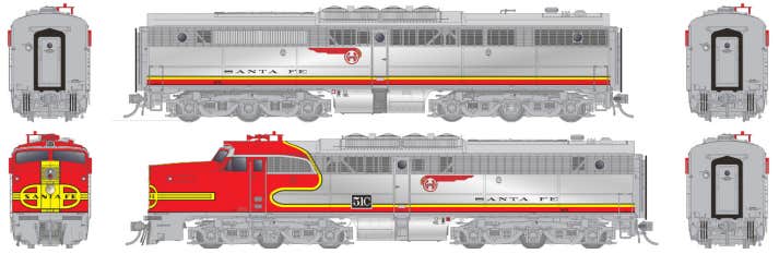 Rapido 23546 - HO PA-1 + PB-1 (DC/DCC/Sound): AT&SF (Repowered): #51A + 51C