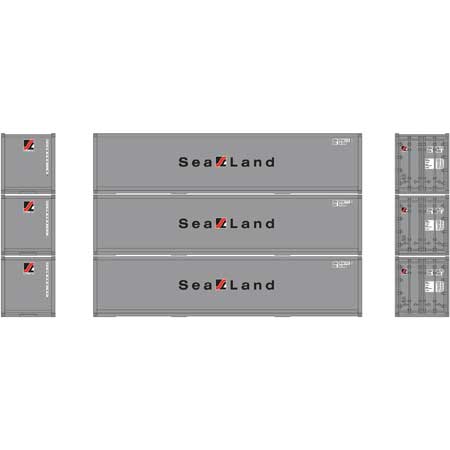 Athearn 27168 - HO 40ft Smooth Side Container - Sealand (3/pkg)