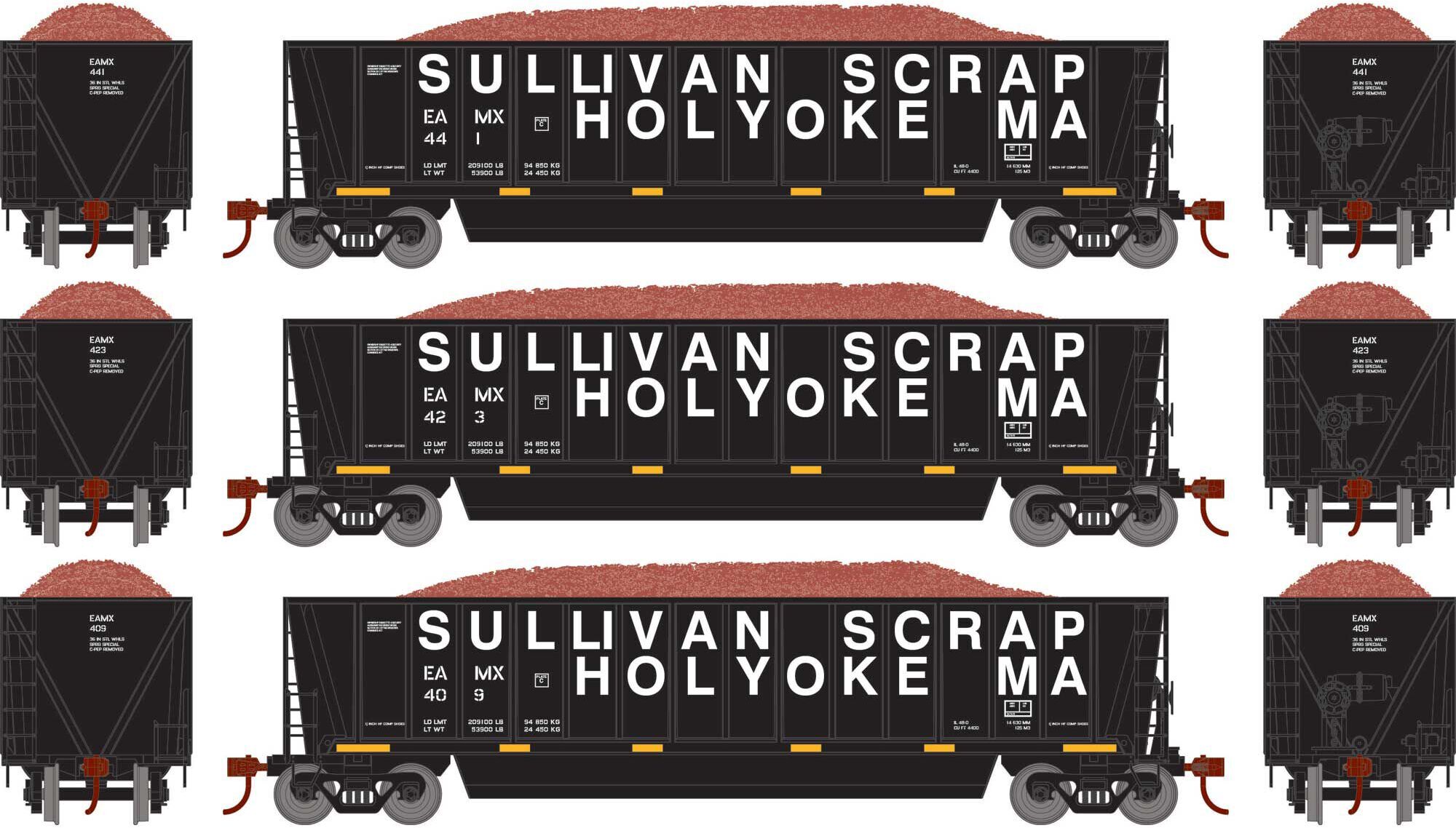 Athearn RTR 29646 - HO Bathtub Gondola w/Load - EAMX #2 (3)