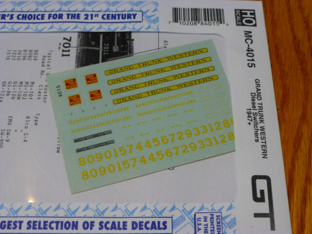 Microscale Decals 4015 HO - Grand Trunk Western Diesel Switchers (1947+)