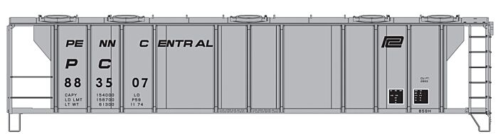 Walthers Mainline 7032 HO RTR - 50ft Pullman Standard PS-2 2893 3 Bay Covered Hopper- Penn Centra...